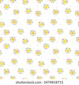 Cute hand drawn sun background. Summer pattern. Vector illustration