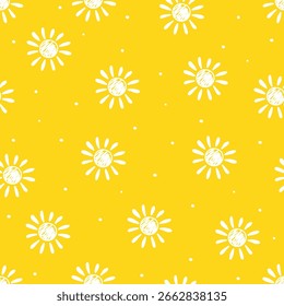 Lindo fondo de sol dibujado a mano. Patrón de verano. Ilustración vectorial