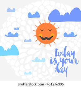 Cute hand drawn sun card background