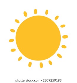 Cute Hand drawn Sun Doodle Cartoon graphic animated for sky weather, kids and children book