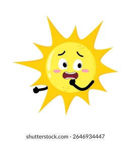 Bela Mão Desenhado Sol Fugindo Aterrorizado