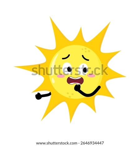 Cute Hand Drawn Sun Running Away Terrified