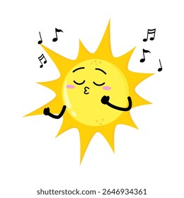 Cute Hand Drawn Sun Whistling