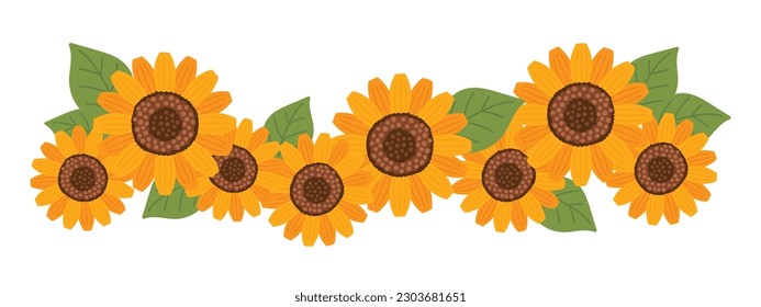 cute hand drawn sunflower frame