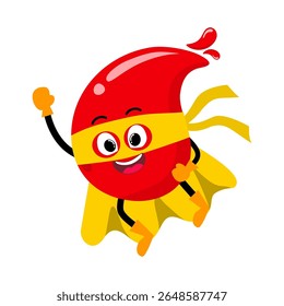 Süß handgezeichnet Superheld Red Blood Drop Flying