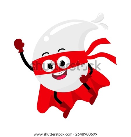 Cute Hand Drawn Superhero White Blood Drop Flying