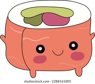 cute hand drawn sushi rolls