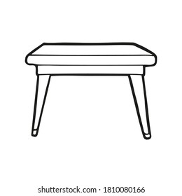 Cute hand drawn table on a white background. Funny element in trendy doodle style for card, social media banner, logo, sticker, print, decoration kids playroom. Vector illustration.