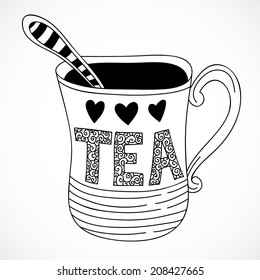 Cute hand drawn tea cup