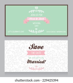 cute hand drawn template for wedding invitation, vector illustration
