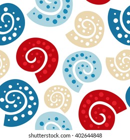 Cute Hand Drawn texture, marine theme design. vector seamless pattern with shells. For birthday, anniversary, party invitations, scrapbooking, T-shirt, cards. Vector illustration. 