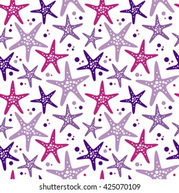 Cute Hand Drawn texture, marine theme design. starfish vector seamless pattern. For birthday, anniversary, party invitations, scrapbooking, T-shirt, cards. Vector illustration. 