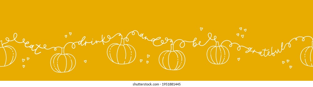 Cute hand drawn Thanksgiving seamless pattern, doodle pumpkins, leaves and decorations - great for textiles, wrapping, banners, wallpapers, background - vector design
