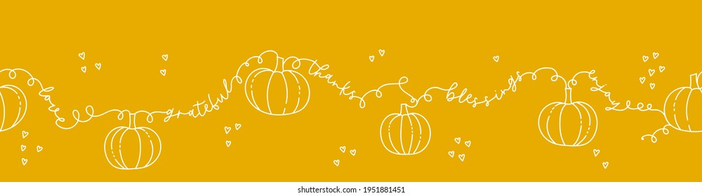 Cute hand drawn Thanksgiving seamless pattern, doodle pumpkins, leaves and decorations - great for textiles, wrapping, banners, wallpapers, background - vector design