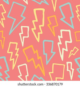 Cute hand drawn thunder bolts seamless vector pattern