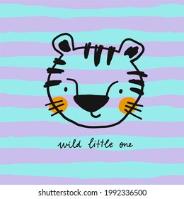 Cute hand drawn tiger. Hand drawn vector illustration - cute cartoon tiger and striped 