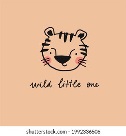 Cute hand drawn tiger. Hand drawn vector illustration - cute cartoon tiger and striped 