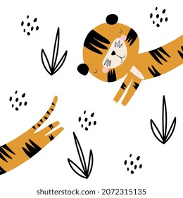 Cute hand drawn tiger. Hand drawn vector illustration - cute cartoon tiger.