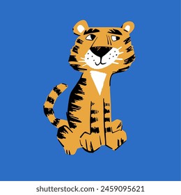 Tigre dibujado a mano. Ilustración vectorial dibujada a mano