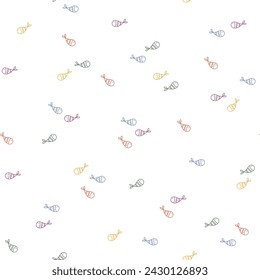 Cute hand drawn tiny fishes seamless vector pattern. Scandinavian style design. Fun sealife lineart background for apparel, fabric, wallpaper, textile, packaging, card, print, gift, wrapping paper.