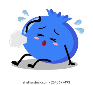 Cute Hand Drawn Tired blueberry Sigh