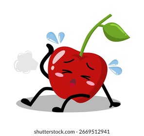 Lindo Suspiro de cereza cansado dibujado a mano