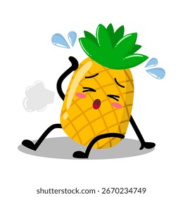 Bonito Desenhado à Mão Cansado Abacaxi Suspiro