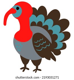 Cute hand drawn turkey. Farm. White background, isolate. Vector illustration.