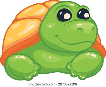 Cute hand drawn turtle with a shell. Toy design, kid's illustration. Vector Illustration isolated on white background