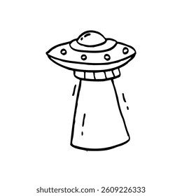Cute hand drawn ufo spaceship illustration design