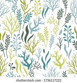 Cute hand drawn under water seamless pattern, colorful summer background, great for textiles, banners, wallpapers, wrapping - vector design