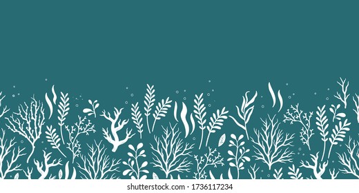 Cute hand drawn under water horizontal seamless pattern, colorful summer background, great for textiles, banners, wallpapers, wrapping - vector design