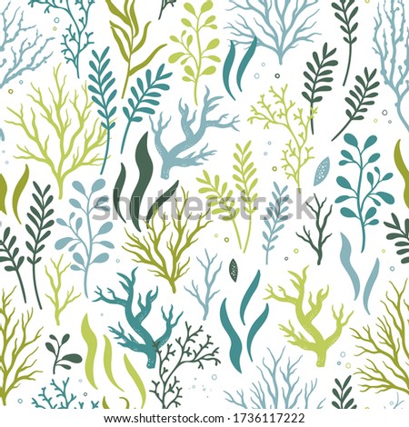 Cute hand drawn under water seamless pattern, colorful summer background, great for textiles, banners, wallpapers, wrapping - vector design