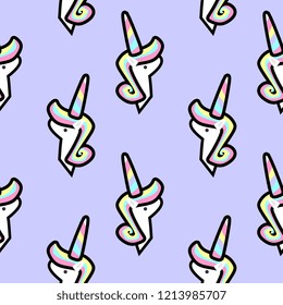 Cute hand drawn unicorn vector pattern. vector illustration.