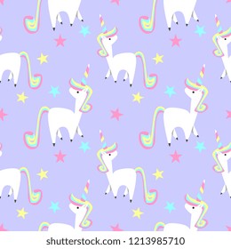 Cute hand drawn unicorn vector pattern. vector illustration.