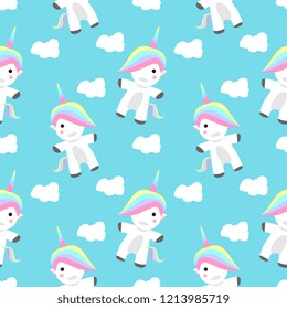 Cute hand drawn unicorn vector pattern. vector illustration.