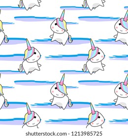 Cute hand drawn unicorn vector pattern. vector illustration.
