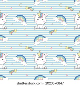 Patrón vectorial de unicornio dibujado a mano. ilustración vectorial.