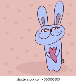 cute hand drawn valentine day card bunny with heart happy cute love animal nails hand rabbit smile fun drawn smiling heart affection laughing grinning grin personality passionate loving painting recep