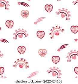 Cute hand drawn valentine heart seamless pattern, cute romantic background for Valentine's Day, Mother's Day, textile, wallpaper, sign. Vector design