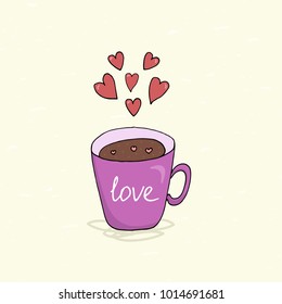 Cute hand drawn Valentine's day card. vector print