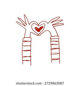 Impresión linda del día de San Valentín dibujado a mano. Elementos de diseño de doodle de Boda. Ilustración vectorial de amor