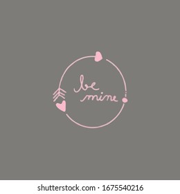  cute, hand drawn, valentines illustrations.Be mine wreath. EPS Vector