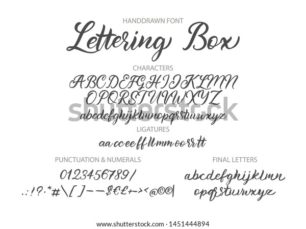 文字 数字 記号を含むかわいい手書きのベクトルアルファベットabcフォント 書道 文字 手書きの引用 のベクター画像素材 ロイヤリティフリー