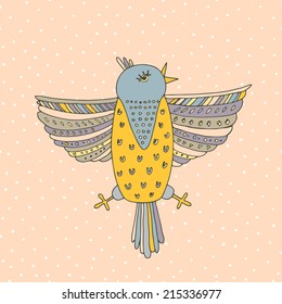 Cute hand drawn vector bird