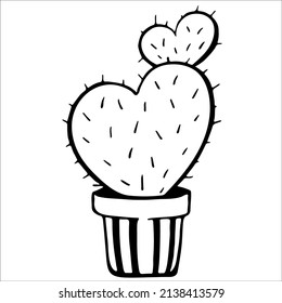 Cute hand drawn vector cactuse in the pot
