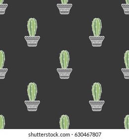 Cute hand drawn vector cactuse pattern
