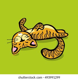 Cute hand drawn vector cat illustration. Color cat. Kitten.