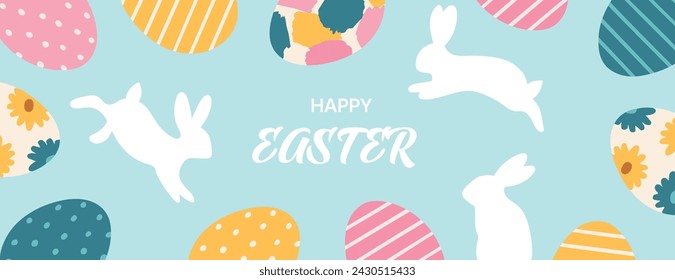 Cute hand drawn vector Easter template. Banner design