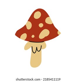 Cute hand drawn vector fly agaric. Magic Poison Mushroom. Isolated on white background.
